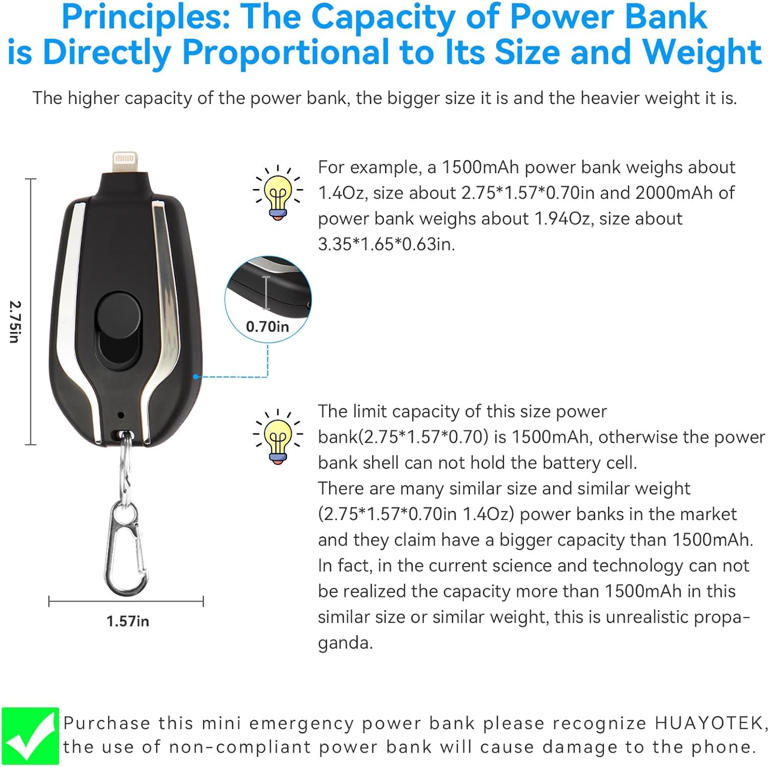 PowerBattery Black™ | Llavero Cargador para Iphone