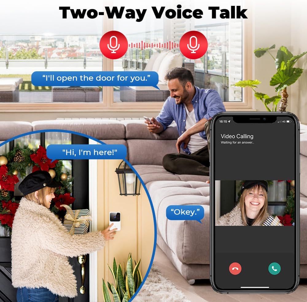 Doorbell™ | Timbre de Puerta con Intercomunicador Inteligente M8 con Visión Nocturna.
