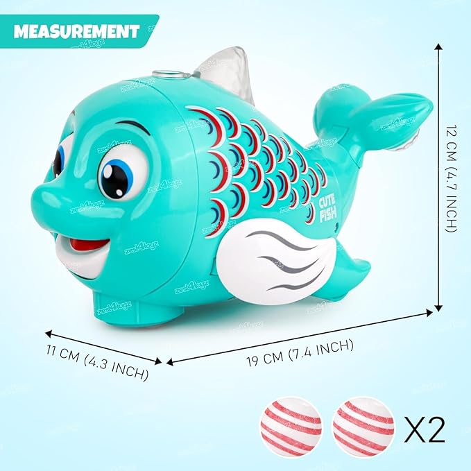 BumpGo Orange™ | Pez Musical para niños con Rueda Universal Bump Go, Función de Bola de Soplado y Luz Intermitente.