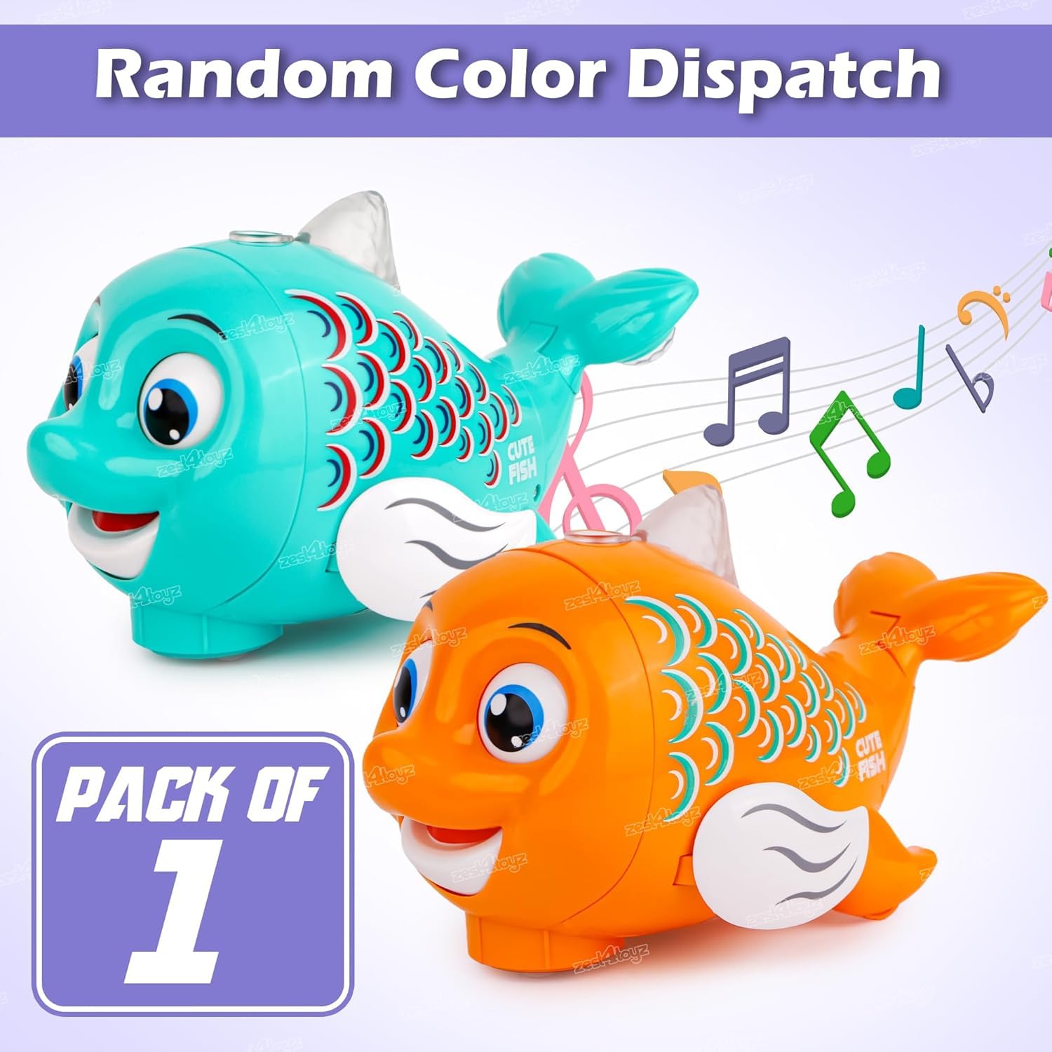 BumpGo Orange™ | Pez Musical para niños con Rueda Universal Bump Go, Función de Bola de Soplado y Luz Intermitente.